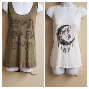Womens BoHo Tanks with Split back Size XL & L